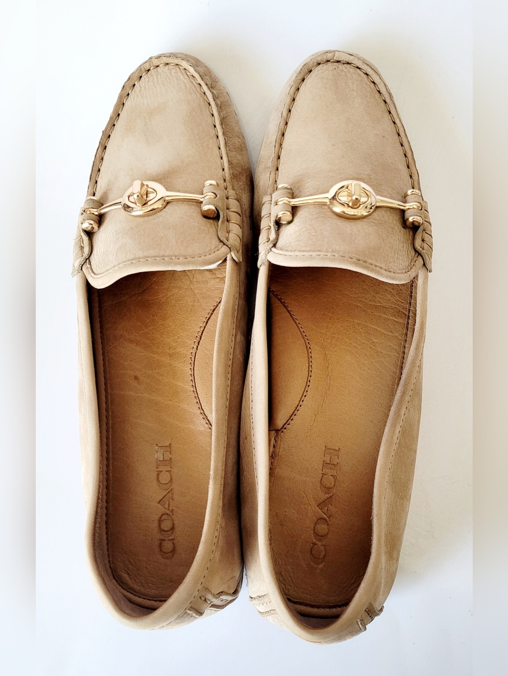 Coach Arlene Turnlock Tan Buttery Soft Suede/Nubuck Loafers/Driving Shoes US 9 - Picture 4 of 16